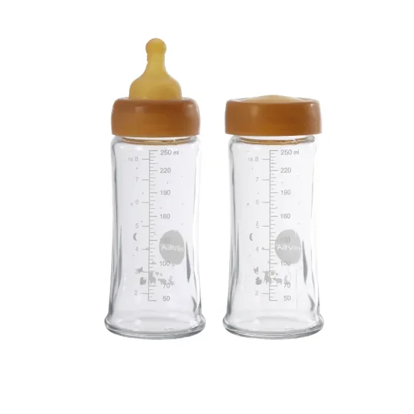 Wide Neck Baby Glass Bottles 250ml/8.5oz Two-Pack – 150ml/5oz
