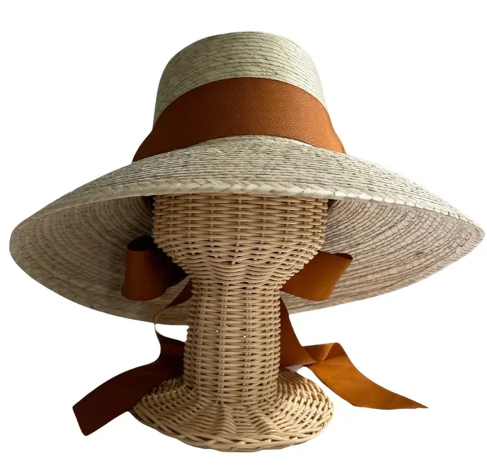 Wildflower Sun Hat – Burnt Orange/rust Long Grosgrain Ribbon