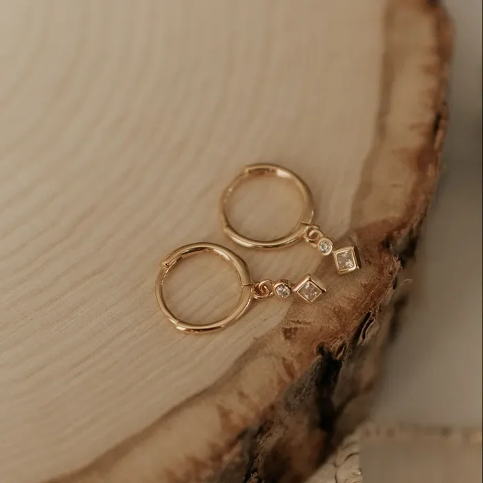 Willow Diamond Dangle Hoops