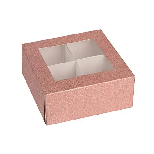 Window Box 6 “x6 “x2.5 ” Rose Gold With Four Sections 6 Pack