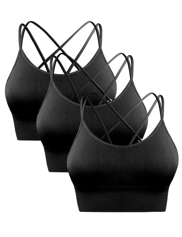 Women’s Activewear Backless Padded Sports Bra – 3 Pack