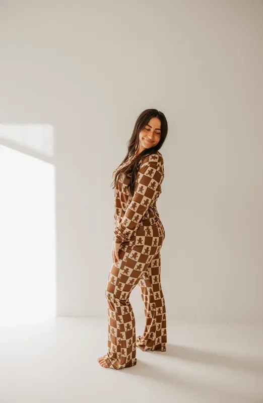 Women’s Bamboo Pajama | Gingerbread Checkerboard 2024