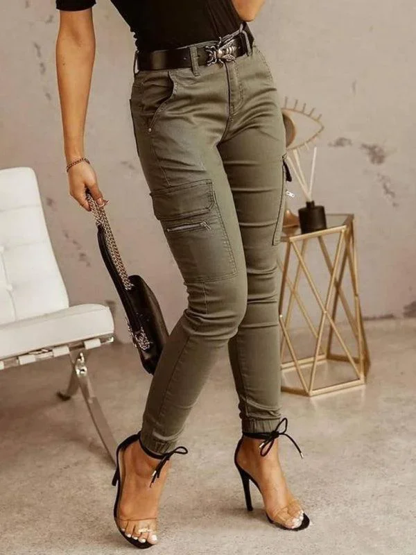 Women’s Chic Ankle Cargo Trousers With Pockets