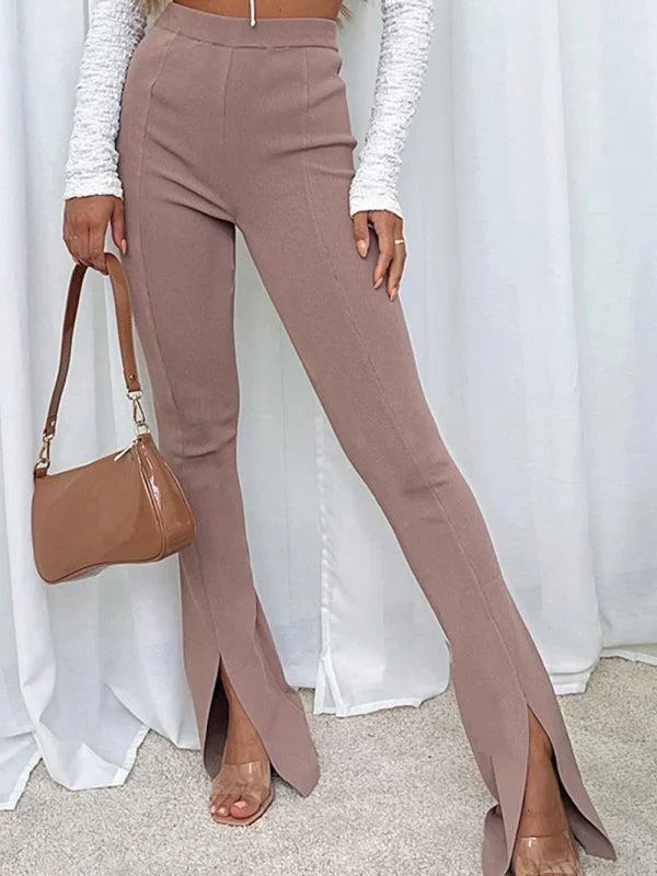 Women’s Front Slit Hem Flare Trousers