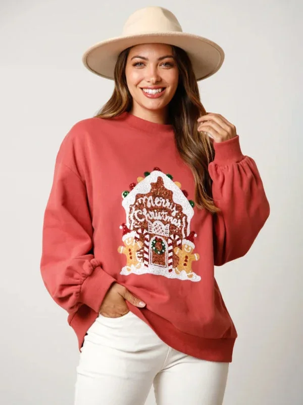 Women’s Gingerbread House Sequin Christmas Jumper