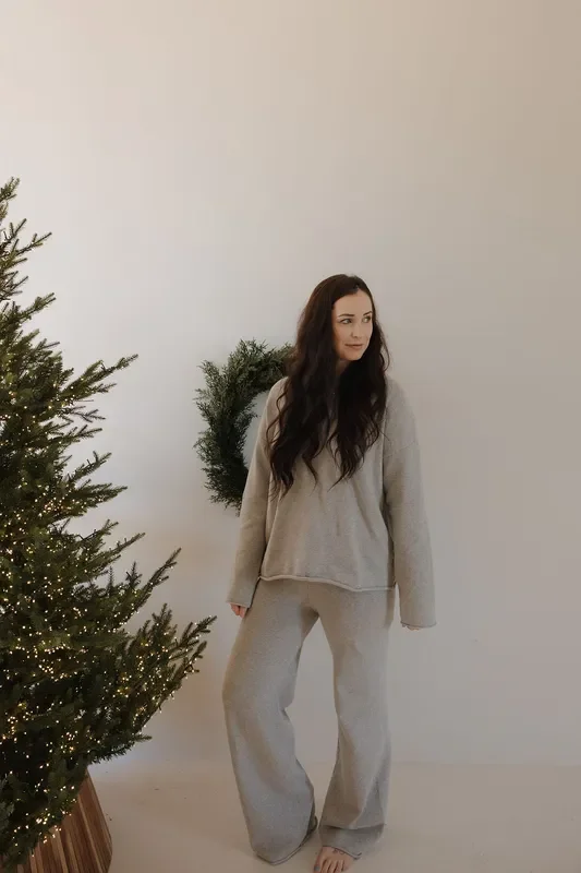 Women’s Knit Pant Set | Grey