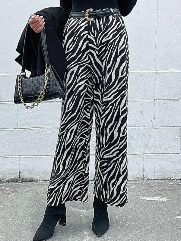 Women’s Wide Leg Zebra Print Trousers