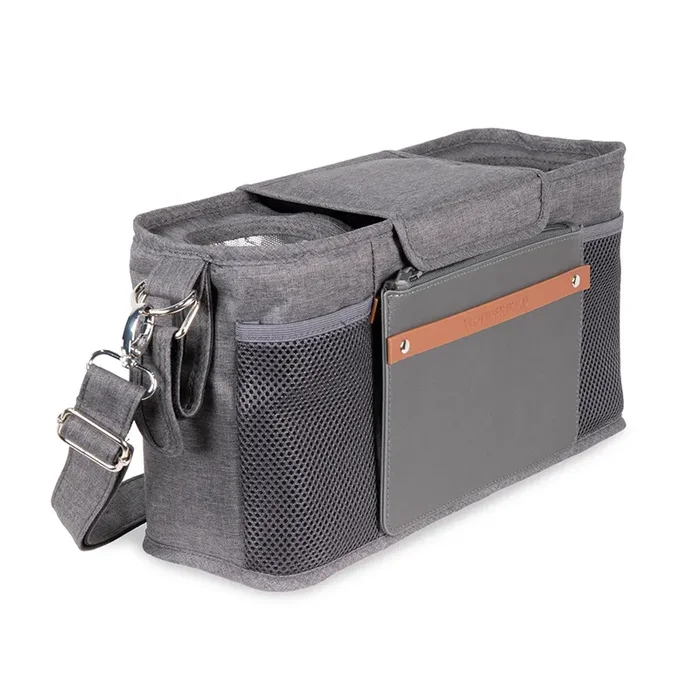 WonderFold Parent Console with 2 Insulated Cup Holders – Gray