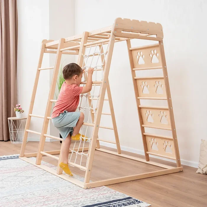 Wood and Hearts Eco-Friendly Natural Wooden Climbing Indoor Playground Jungle Gym
