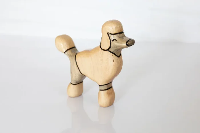 Wooden Fancy Poodle Toy Dog