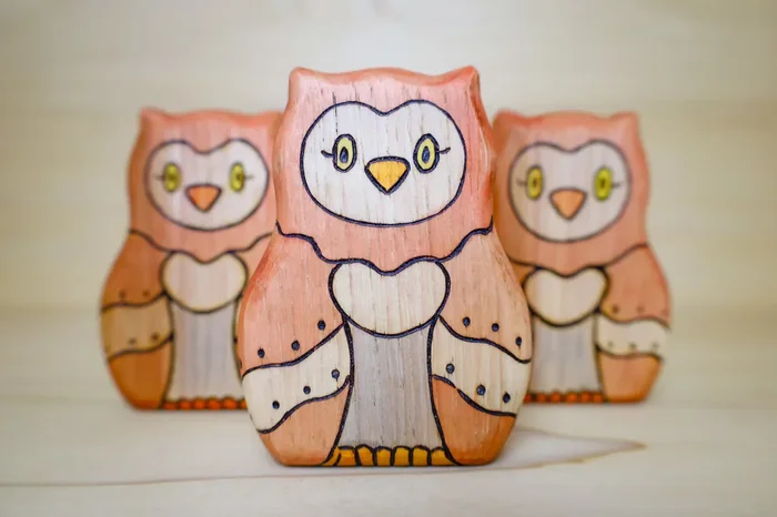 Wooden Horned Owl Toy