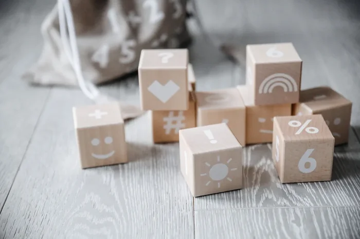 Wooden Math Blocks in White – Wood