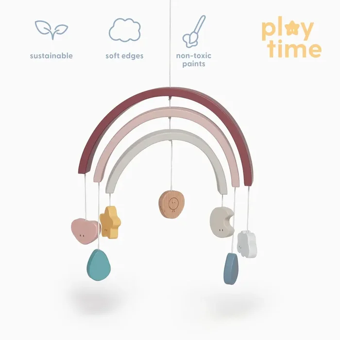 Wooden Rainbow Mobile – Pink
