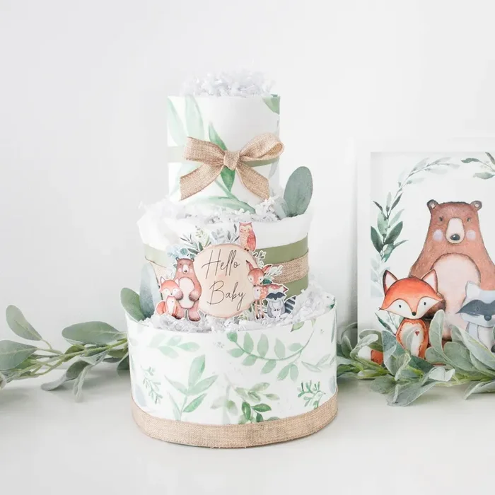 Woodland Greenery Diaper Cake