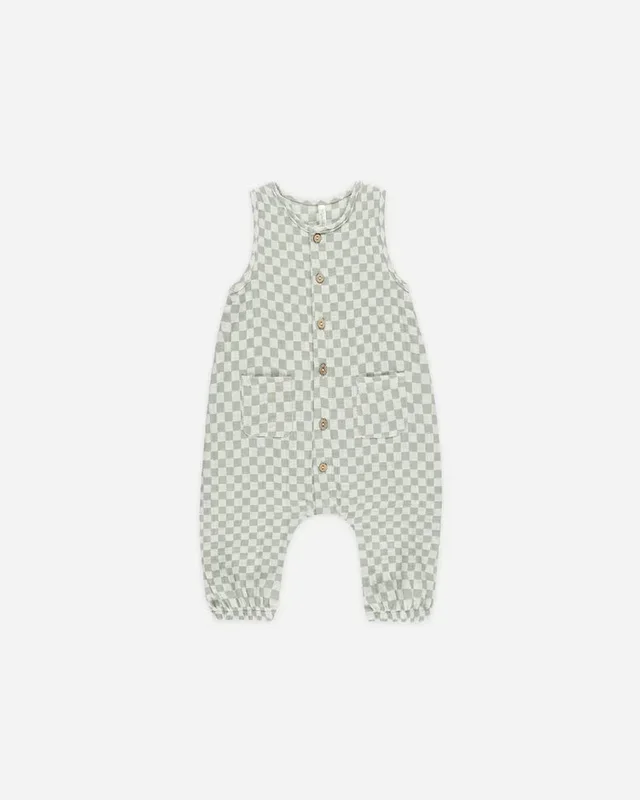 WOVEN JUMPSUIT | SAGE CHECK