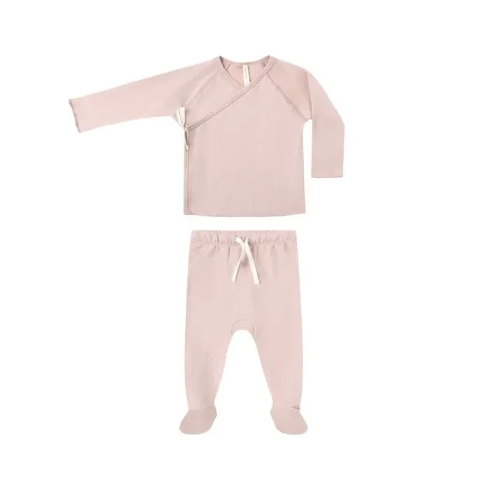 Wrap Top + Footed Pant Set – Rose
