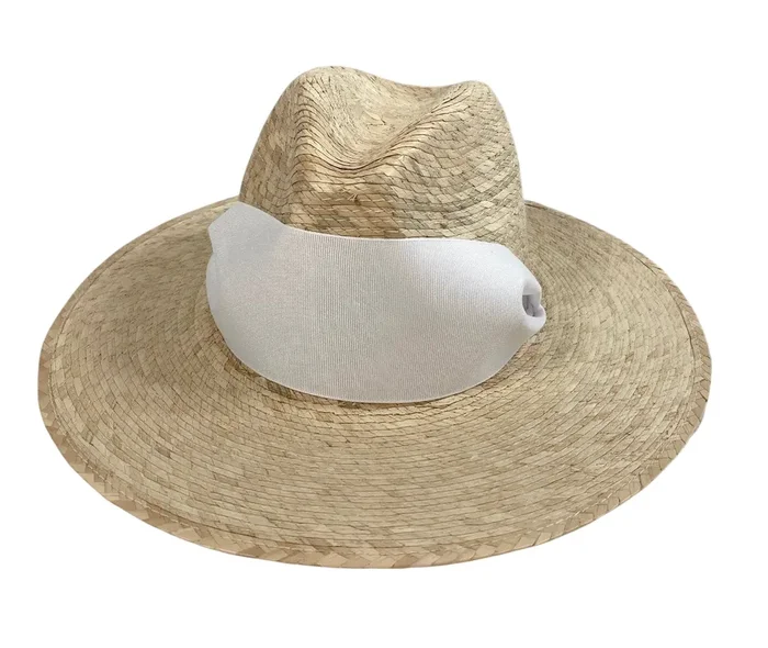 Zinnia Sun Hat – White Wide & Short Tennis & Croquet Ribbon