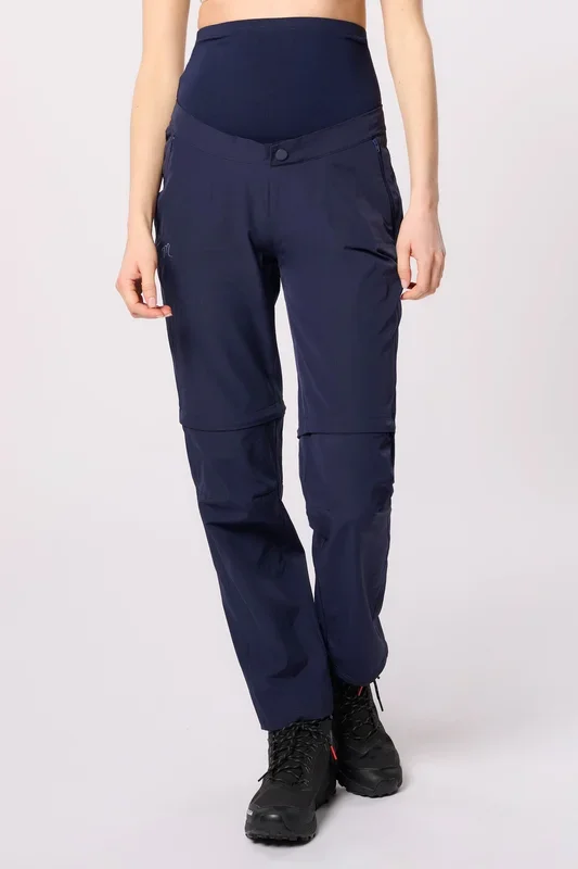 Zip-off hiking maternity trousers and shorts with removable belly band