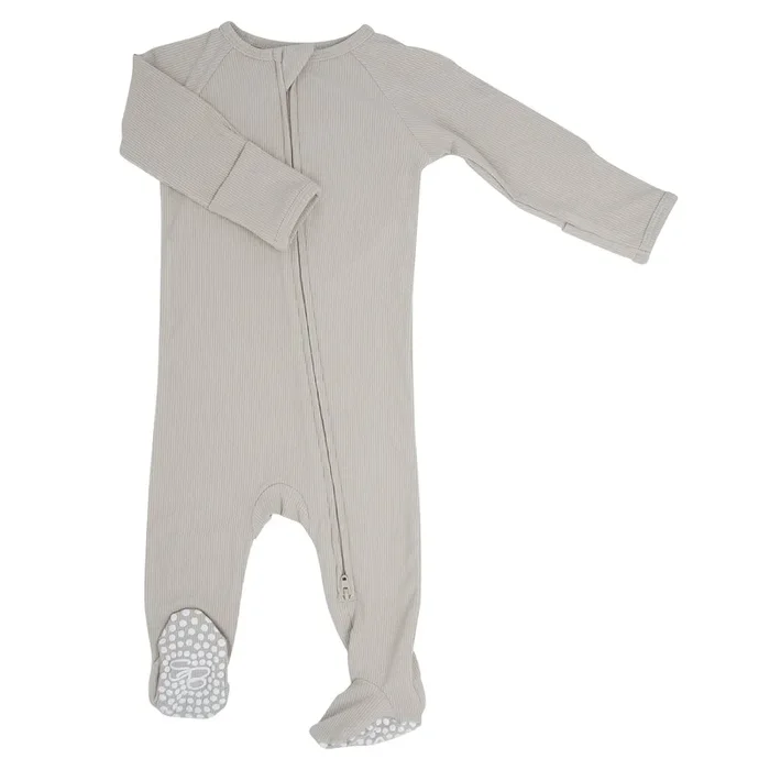 Zipper Footie – Just Taupe Ribbed