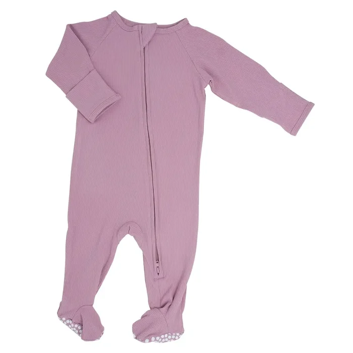 Zipper Footie – Petunia Pink Ribbed