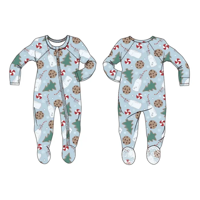 Zipper Footie – Santa’s Cookie Blue