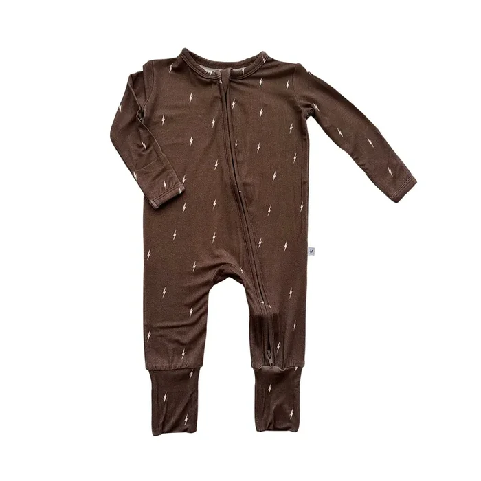 Zipper Romper – Brown Lightning