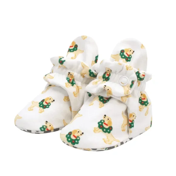 Zutano Organic Cotton Holiday Dogs Gripper Bootie